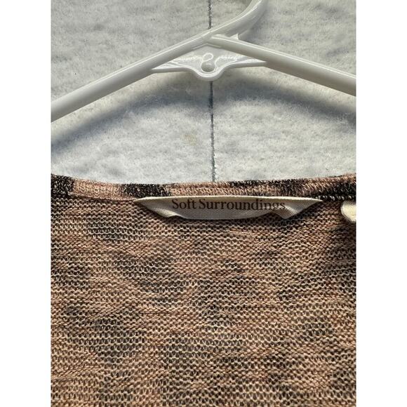 EUC Soft Surroundings Animal Print Valentina Zip Top Sweater Size S Leopard - Picture 2 of 9